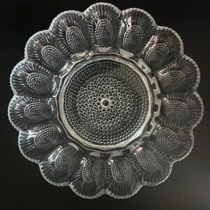 EAPG Hobnail Indiana Glass 11 Horderves Plate for 15 Deviled Eggs and More